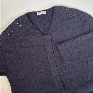Brunello Cucinelli Cashmere Oversized Zip Cardigan Sweater Blue Womens Size XS